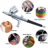 Daertuo Kit de aerógrafo con mini compresor, juego de pistola de doble acción portátil con kit de limpieza, para maquillaje, pintura artística, decoración de tartas, uñas, tatuajes, hobby - Arteztik
