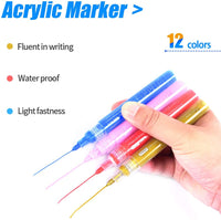 Rotuladores de pintura para pintura de roca, resistentes al agua, de secado rápido, punta de 0.079 in, para tazas de cristal de cerámica de piedra plana, para hacer manualidades de madera, acrílico, juego de 12 colores (12) - Arteztik
