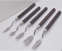 Juego de 5 cuchillos de paleta de artista de acero inoxidable, tamaño pequeño para pintar, rascador, herramientas de arte delgadas y flexibles para pintura al óleo, mezcla de acrílico - Arteztik
