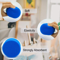 Paquete de 3 esponjas de pintura, aplicador de esponja de pintura de Cadeya, completo con bolsa de almacenamiento de malla para colgar, esponjas de pintura circulares azules de 3.0 in para niños - Arteztik
