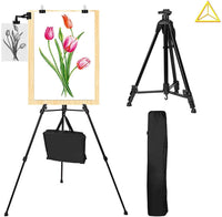 Caballete de metal de aluminio con trípode de caballete de campo ajustable de altura de 53 a 65.4 in, ligero y duradero caballete de artista con bolsa portátil para piso/mesa de dibujo y visualización - Arteztik
