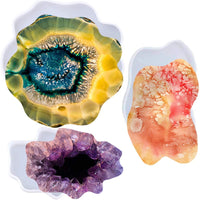 Moldes de silicona para posavasos de bricolaje, juego de 3 moldes flexibles irregulares de resina epoxi para hacer copas, bolígrafos, jabones, velas, resina, manualidades, rodajas de ágata sintética, posavasos, decoración del hogar - Arteztik
