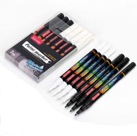 ZEYAR - Bolígrafo de pintura acrílica negra, base de agua, 7 unidades, punta extrafina, ideal para pintura en roca, cerámica, vidrio, madera y superficies lisas, tinta opaca (negro) - Arteztik
