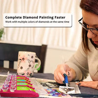 Bandeja organizadora de herramientas de pintura con diamantes, soporte apilado para múltiples botes para bandeja, contenedores de tarros, se aplica a grandes kits de accesorios de pintura con diamantes para adultos - Arteztik
