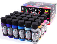 TBC The Best Crafts juego de pintura acrílica premium, 24 colores brillantes (2.0 fl oz, 2 oz. Pintura acrílica grande para principiantes y artistas. - Arteztik
