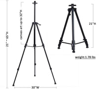 Caballete de exhibición de trípode de aluminio extragrueso con bolsa portátil, ajustable (21.7 in ~ 61.0 in), soporte de visualización para dibujar y exhibir el piso/mesa, para sostener arte de lienzo de hasta 29.0 in, Paquete de 2 - Arteztik
