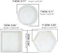 Paquete de 3 moldes de silicona para posavasos de resina epoxi para fundición, ecológicos, resistentes, cuadrados, redondos, para fundición con resina, hormigón, cemento - Arteztik
