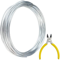 Obmwang - Alambre de aluminio plateado de 32,8 pies con 1 alicate de nariz lateral, alambre de metal flexible para esqueletos de muñecas, manualidades de bricolaje, decoraciones de Halloween (0.118 in de grosor) - Arteztik
