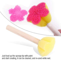 5 esponjas de pintura, cepillo de espuma, esponja de espuma, juguetes para niños, diseño colorido DIY juguetes de madera Graffiti herramientas mango - Arteztik
