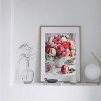 Kingshalor 5D pintura de diamante perforación completa rosa rosa rosa flores en jarrón redondo de resina perforación bordados Dotz kits de diamante punto de cruz patrón de imagen arte suministros de arte hogar decoración de pared, 12 x 16 pulgadas - Arteztik
