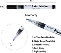 Bolígrafo de pintura blanca, 8 unidades de rotuladores de pintura acrílica de 0.028 in con 2 rotuladores permanentes de pintura de color blanco y negro, 2 dorados y 2 plateados para madera, tela, metal, plástico, cerámica, acrílico, punta extra fina - Arteztik
