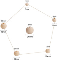 500 cuentas de madera natural, cuentas de madera sueltas sin terminar, apto para decoración del hogar y de vacaciones, fabricación de joyas de bricolaje 6 tamaños (5.906 x 0.315 in, 3.937 x 0.394 in, 3.937 x 0.472 in, 1.969 x 0.551 in, 1.969 x 0.630 in, 1 - Arteztik

