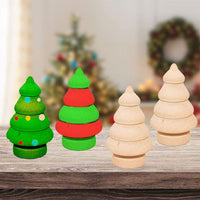 Árbol de Navidad de madera sin terminar DIY Árbol de Navidad de madera natural en blanco para árbol de Navidad Muñecas de grafiti de mano para fiestas de vacaciones Pack de 10 piezas - Arteztik
