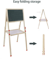 Caballete de madera de doble cara para niños, resistente, independiente, para dibujar, arte, caballete para niños, altura ajustable, pizarra magnética y pizarra blanca - Arteztik
