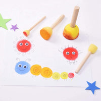 20 Pcs Assorted Size Round and Star Stencil Paint Foam Sponge Sets, Wooden Handle Foam Brush Furniture Art Crafts Painting Tool Supplies Painting Stippler Set DIY Painting Tools in 5 Sizes - Arteztik
