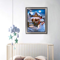 JLHATLSQ 5D Kit completo de pintura de diamante para hacer manualidades, kit de perforación por número, pintura de diamante de imitación de cristal para bordar, arte para decoración de pared del hogar, regalo de Navidad, muñeco de nieve (12 x 16 pulgadas) - Arteztik
