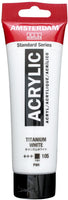Royal Talens Amsterdam Standard Series Color acrílico, tubo de 4.1 fl oz, blanco titanio (17091052) - Arteztik
