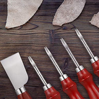 DaveandAthena 5 unidades de biselador de cuero y cuchillo de corte de piel, mango de madera, herramienta de corte biselado para bordes biselados, herramienta de corte de cuero para bricolaje (0.059 in, 0.047 in, 0.039 in, 0.031 in) - Arteztik
