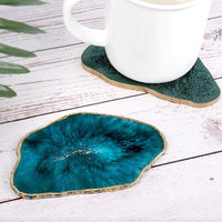 4 moldes de posavasos de resina, moldes irregulares de ágata con 12 piezas de hoja de oro brillante, moldes de silicona para posavasos de manualidades, moldes de resina epoxi para hacer posavasos de ágata sintética - Arteztik
