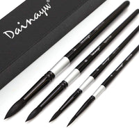 Dainayw - Juego de 4 cepillos redondos para acuarela, color negro - Arteztik
