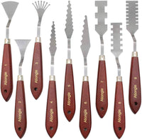 StarVAST - Juego de 9 cuchillos de paleta para artistas, acero inoxidable, espátula de mezcla flexible con asas de madera resistentes para pintura al óleo acrílica, mezcla de efectos especiales - Arteztik
