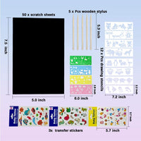 Lifetop - Juego de 50 manualidades de papel para arañar con 5 lápices de madera y 12 plantillas de dibujo y 3 pegatinas de transferencia - Arteztik
