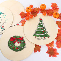 Caydo 5 piezas de 14.0 in de madera circular para puerta Percha de madera redonda sin terminar para pirografía, pintura y decoraciones navideñas - Arteztik
