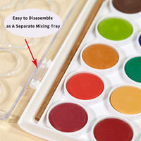 TBC The Best Crafts juego de pintura de acuarela de 36 colores, juego de sartenes de acuarela portátil de viaje con pincel de pintura, tarta de acuarela de calidad estudiantil para niños - Arteztik
