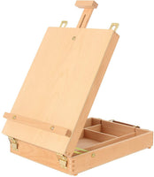 Caja de almacenamiento de pintura de caballete de arte Suministros para pintura caballete de mesa de madera para dibujar y dibujar estudiante (cuadro de caballete) - Arteztik
