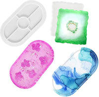 Molde de silicona para posavasos de Coofit, 2 piezas, molde de fundición ovalado, molde de resina epoxi con lentejuelas - Arteztik
