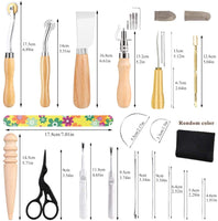 Leather Working Tools, Leather Sewing Tools Kit, Hand Leather Kit with Instructions, Toolbox, UV Stitching Groover, Waxed Thread, Tracing Wheel, and Other Beginners Leather Crafting Tools and Supplies - Arteztik

