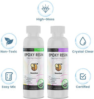 Bloombee resina epoxi transparente, 16oz cuando se mezcla, relación 1:1 2 partes resina epoxi, revestimiento para joyas de resina, pinturas acrílicas, moldes, mesas de río, kit de fabricación de arte vasos - Arteztik
