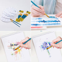 Juego de 20 pinceles de pintura con 5 bandejas de pintura para niños y adultos, palé de pintura y pincel para pintura acrílica de acuarela y pintura corporal para rostro o roca (25 piezas) - Arteztik
