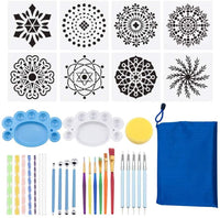 WANDIC Mandala Kit de puntos, 35 piezas Mandala Roca Dotting Herramientas Arte Pintura Herramientas Set con Mandala Plantillas, Herramientas de punteado, varillas acrílicas, paleta de pintura para cerámica Rock Pintura - Arteztik
