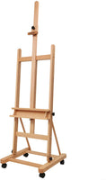 Caballete grande de madera de haya maciza con marco en forma de H de Meeden, caballete de artista ajustable con inclinación movible, soporte de caballete para pintura de suelo, sostiene arte en lienzo de hasta 48 pulgadas - Arteztik

