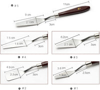 5 piezas pintura mezclar raspador, Marrywindix espátula de acero inoxidable cuchillo de paleta pintura al óleo accesorios mezcla de color - Arteztik
