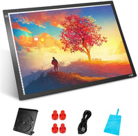Longan Craft - Caja de luz LED A3 ultradelgada, portátil, sin niveles, intensidad regulable, con estuche de transporte, para artistas, dibujos, tatuajes, croquis, animación - Arteztik
