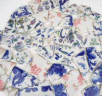 Lanyani Roto China Mosaico Azulejos, Azulejo de cerámica de porcelana azul y blanca esmaltado irregular para manualidades - Arteztik

