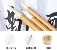 ZLY - Juego de brochas de caligrafía china para escribir y dibujar pinceles de tinta, acuarela japonesa Kanji Sumi para principiantes profesionales, grandes, medianas, pequeñas, 3 unidades - Arteztik
