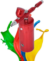 Portable Air-Brush Kit with Compressor - Air-Brush Paint Gun Kit - Cordless Airbrush Compressor, USB Rechargeable - Airbrush for Cake Decorating, Cookie, Models, Painting, Nail, Shoe, Clothing (Red) - Arteztik
