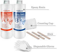 Kit de fundición y recubrimiento de resina epoxi para arte, joyas, manualidades, 32 onzas con kit de herramientas 4 tazas de medición, 3 palos, 1 par de guantes de goma por PUDUO - Arteztik
