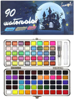 Seamiart - Juego de 50 pinturas de acuarela sólidas para adultos, niños, artista, pigmento, acuarela, kit de regalo con pincel de pintura, caja de lata de viaje 2020 - Arteztik
