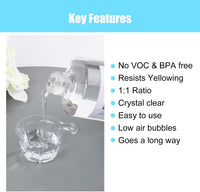 NODDWAY Resina epoxi de cristal, proporción 1:1, 2 partes, resina epoxi de 32 onzas, resina transparente para moldes, revestimiento, fundición, joyería de resina, vaso de purpurina - Arteztik
