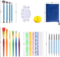 Juego de 35 herramientas de punteado de mandala con una bolsa de almacenamiento impermeable para pintar rocas para colorear dibujo, bricolaje, arte de uñas, arcilla de cerámica, modelado - Arteztik
