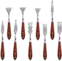 H & B Juego de 9 cuchillos de pintura – Versátil juego de cuchillos de paleta de acero inoxidable y madera para mezclar pinturas, aplicaciones de pintura gruesa y más - Arteztik
