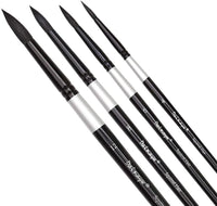 Dainayw - Juego de 4 cepillos redondos para acuarela, color negro - Arteztik

