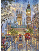 Zimal - Cuadro de diamante redondo 5D para manualidades con diamantes bordados de la calle Londres con punto de cruz, diseño de mosaico de diamantes de imitación, 11.8 x 15.7 in - Arteztik
