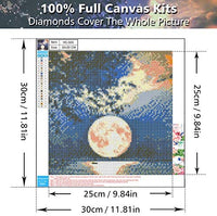 XPCARE Juego de pintura de diamante, redondo completo taladro DIY 5D pintura de diamante por número Kits Luna para decoración de pared hogar adultos y niños 12.0 x 12.0 in, HC-502 - Arteztik
