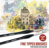 Juego de pinceles de pintura de detalles, 15 pinceles de pintura en miniatura con mango triangular ergonómico, soporte y bolsa de viaje, perfecto para acrílico, aceite, acuarela, arte, escala, modelo, cara, pintura por números - Arteztik
