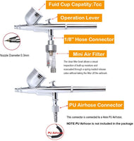 Airbrushing System Kit with Portable Mini Air Compressor -Dual -Action Airbrush Spray Gun Airbrush Cleaning Pot Tools, Hose with Airbrush Set for Makeup,Nails,Cars,Craft,Cake Decorating - Arteztik
